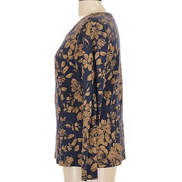 Karen Scott Metallic Floral Print Shirt - Picture 4 of 6